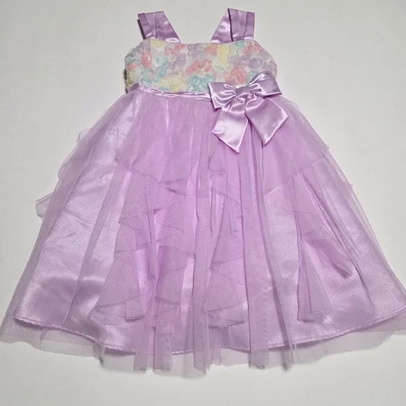 Jona Michelle Pastel Floral Dress with Lavender Tulle, Girls' Size 3T - Picture 4 of 10